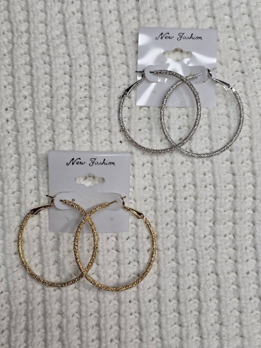 Stardust Shimmer Statement Hoop Earrings Gold or Silver